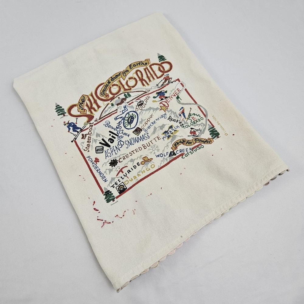 Colorado Cotton Towel Embroidered Souvenir Hand Kitchen Dish Catstudio